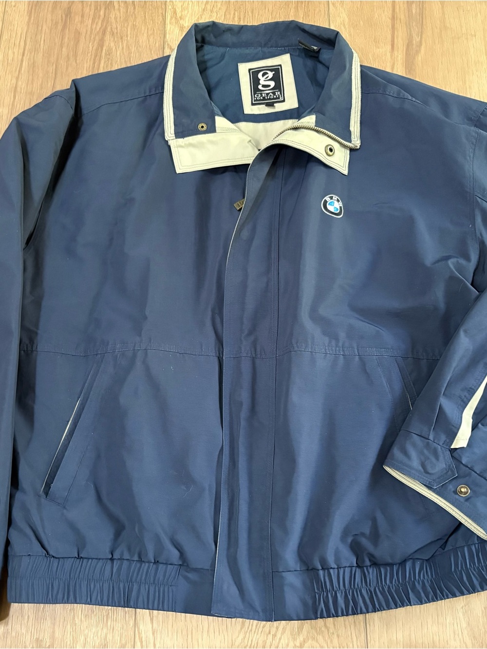 Vintage BMW Gear For Sport Jacket Wind Breaker Navy BMW Logo Large